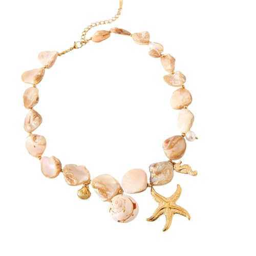 Kfwfuaee Leichtes Marine Themenschmuck Mit Muschel Und Aus Verstellbare Länge Edelstahl Halskette/Armband Muschel Halskette Für Geschenke von Kfwfuaee