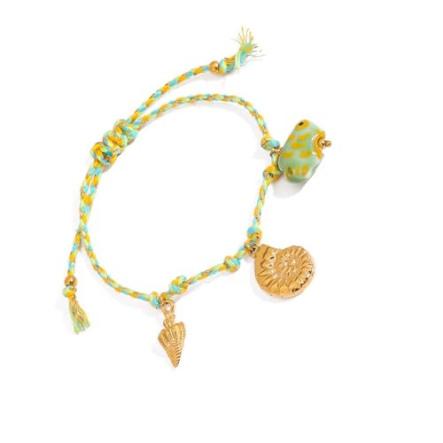 Kfwfuaee Marine Wevere Muster Handgefertigtes Seilarmband Mit Seesterne Perle Und Einstellbares Knotendesign Für Modeliebhaber Verstellbares Schalen Seesternarmband von Kfwfuaee