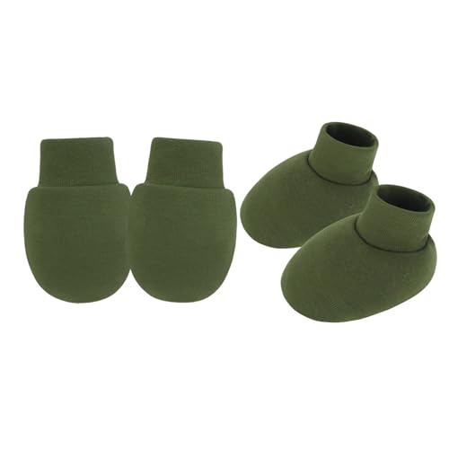 Kfwfuaee Neugeborene Anti Scratch Fäustlinge Und Socken Set Feste Farbe Baumwolle Baby Hand & Fußschutz Ärmel Für 0-6 Monate Handabdeckung von Kfwfuaee
