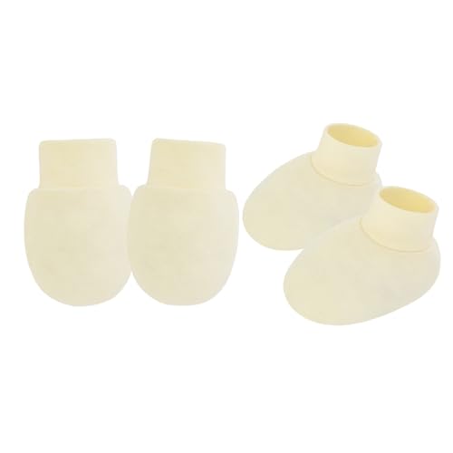 Kfwfuaee Neugeborene Anti Scratch Fäustlinge Und Socken Set Feste Farbe Baumwolle Baby Hand & Fußschutz Ärmel Für 0-6 Monate Handabdeckung von Kfwfuaee