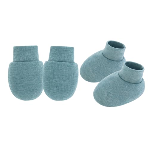 Kfwfuaee Neugeborene Anti Scratch Fäustlinge Und Socken Set Feste Farbe Baumwolle Baby Hand & Fußschutz Ärmel Für 0-6 Monate Handabdeckung von Kfwfuaee