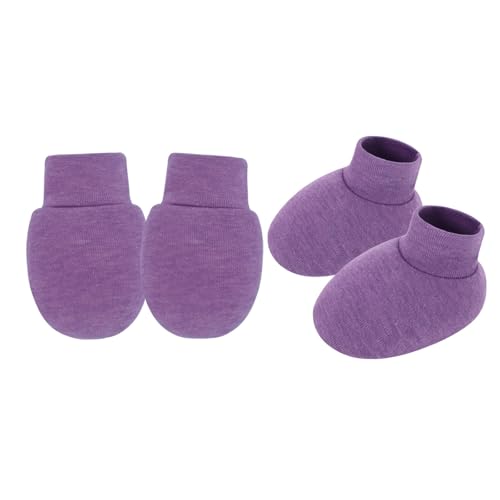 Kfwfuaee Neugeborene Anti Scratch Fäustlinge Und Socken Set Feste Farbe Baumwolle Baby Hand & Fußschutz Ärmel Für 0-6 Monate Handabdeckung von Kfwfuaee