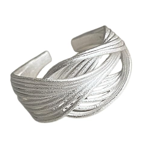 [Kfwfuaee] Offener Ring mit einzigartigem Linienmuster, leichter offener Bandring mit mattem Sandstrahl-Finish für Fashionistas von Kfwfuaee