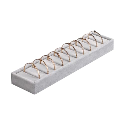 Kfwfuaee Premium Plüschschmuck Display Tablett 10 Slots Rechteckiges Design Für Ringe Manschettenknöpfe Aufbewahrung Showcase Kommoor Decors Modern Schmuck Lagerablage Hellgrau von Kfwfuaee
