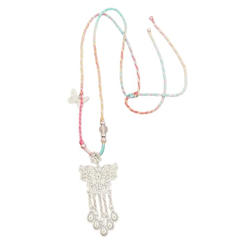 Kfwfuaee Stilvoller Schmetterling Anhänger Halskette Baumwollseil Charm Mode Modisch Für Mode Outfit Verstellbare Länge Seil Halskette von Kfwfuaee