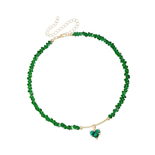 Kfwfuaee Stylish Love Symbol Halskette Mit Kristallakzenten Und Zarte Glasperlen Halskette Ideal Für Den Täglichen Gebrauch Legierter Herz Anhänger von Kfwfuaee