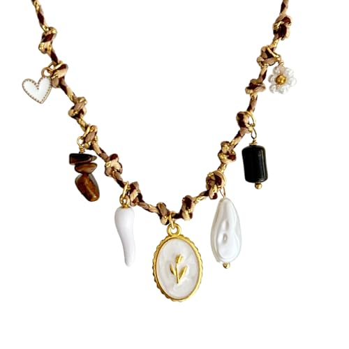 Kfwfuaee Trendy Beach Styles Schmuckset 16 Ozeanikanhänger Auf Robuster Kupferseilkette In Bequemer Verschleißton Finish Knoten Seilkettenschmuck von Kfwfuaee
