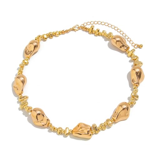 Kfwfuaee - Unregelmäßige Perlen, Retendis Halsband, modische Halskette mit strukturierten Legierungsperlen, um Ihren täglichen Look zu verbessern, unregelmäßige Perlenkette, フリーサイズ, Wie in der von Kfwfuaee