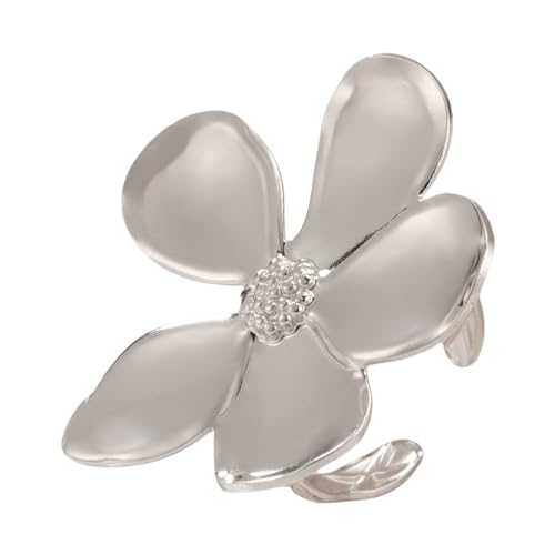 [Kfwfuaee] Verstellbarer Ring mit offenen Blumenfingern, Edelstahlstruktur, verstellbar, geeignet für verschiedene Anlässe von Kfwfuaee