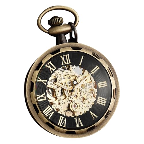 Kfwfuaee Vintage Punk Styles Mechanische Taschenuhr Wache Klare Mechanische Zifferblatt von Kfwfuaee