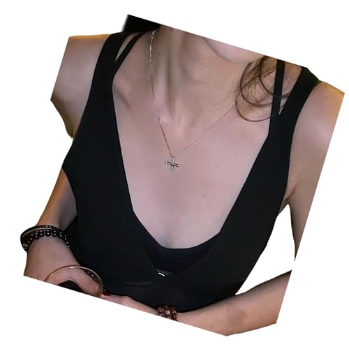 Kfwfuaee Zeitgenössische Minimalistische Gekreuzte Halskette Modische Kette Verstellbarer Neckketten Unisex Schmuck Für Tägliche Verschleiß Minimalistisch Silbergekreuzte Halskette von Kfwfuaee