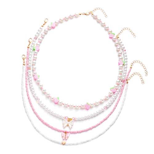 [Kfwfuaeee] Erdbeer-Perlen-Halskette, zarte und robuste Verarbeitung, bequem für Armband, Freizeitkleidung, Halsschmuck, ネックレス, Wie in der Beschreibung beschrieben, Ohne Edelstein von Kfwfuaee