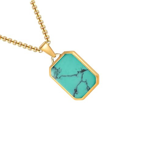 [Kfwfuaeee] Moderne geometrische Halskette mit Anhänger aus Edelstahl für Herren mit Naturstein, フリーサイズ, Wie in der Beschreibung beschrieben, Ohne Edelstein von Kfwfuaee