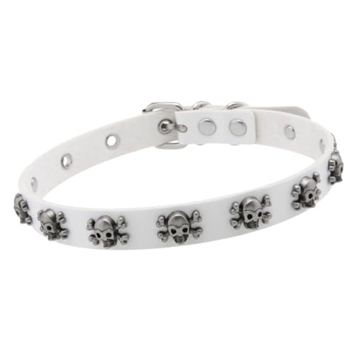 [Kfwfuaeee] Punk Totenkopf Halskette verstellbar PU Leder mit verstellbarem Verschluss von Kfwfuaee