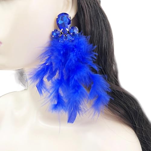 Kristall Gefiedertes Drop Ohr Schmuck Handgefertigt Extra Ohrringe Stilvolle Ergänzung Zum Täglichen Oder Abends Aussieht Extra Langer Dangle Ohrringe von Kfwfuaee