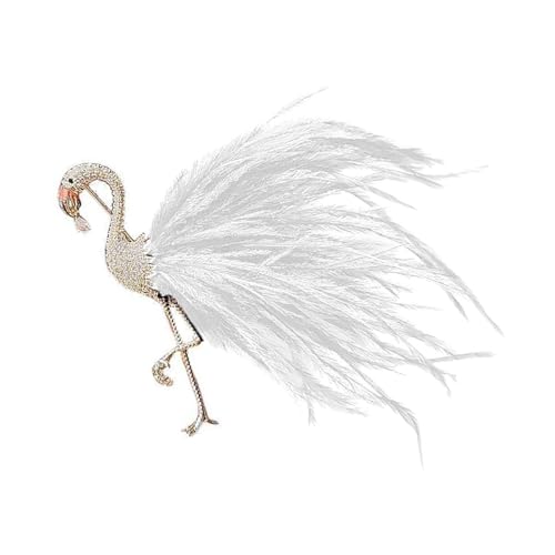 Leichte Anstecknadel für Jacke mit Flamingo-Federn mit Zirkon-Steinen, Mode-Accessoires für Flamingos, フリーサイズ von Kfwfuaee