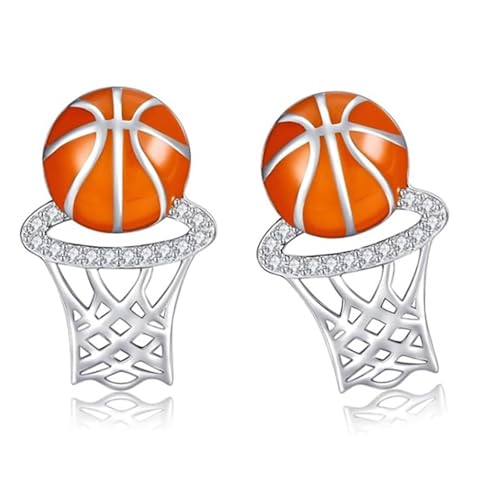 Modische Basketball-Ohrringe für Statements, Textur aus Legierung, Textur aus Legierung, Standard für Frauen und Mädchen, Basketball-Schmuck, フリーサイズ von Kfwfuaee