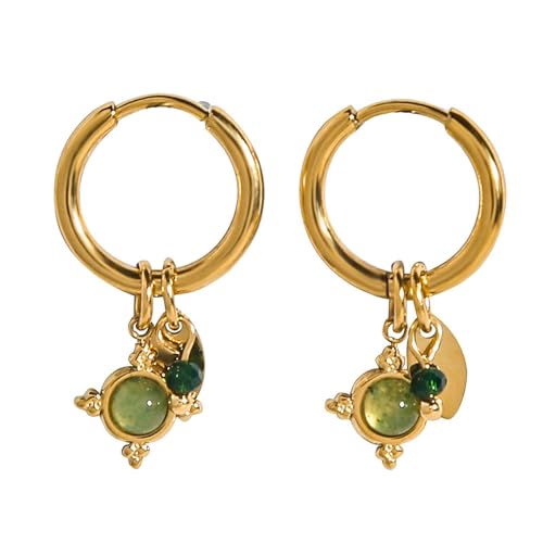 Raffinierte Aventurin Ohr Accessoires Runde Designringe Clips Schmücken Professionelle Tägliche Verschleißohrringe Aventurine Ohrringe Für Empfindliche Ohren von Kfwfuaee