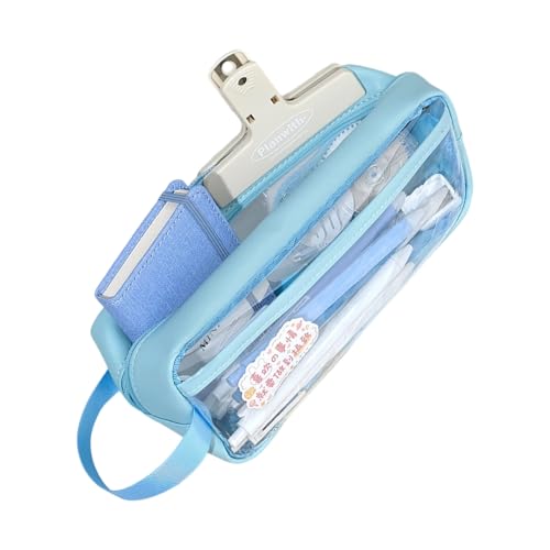Transparentes PVC-Federmäppchen, wasserdicht, große Kapazität, für Schule und Büro, Blau, 10 Stück von Kfwfuaee
