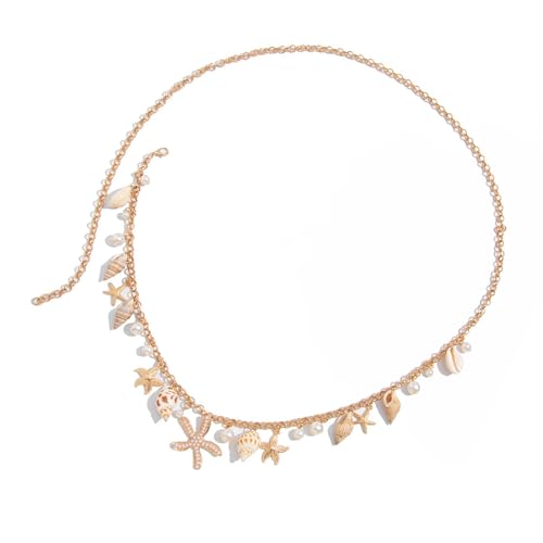 Kfwfuaee Verstellbare Bauchkette Für Frauen Muschel Conch Charm Styles Körperschmuck Strandkleidung Accessoire Verstellbare Muschel Taille Kette von Kfwfuaee