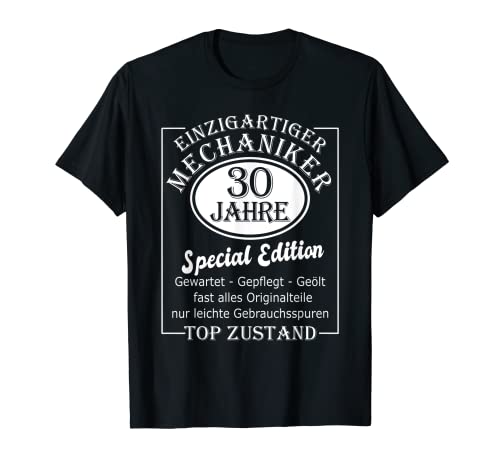 Kfz Mechaniker 30er Geburtstag Mann Männer 30 Jahre T-Shirt von Kfz Mechaniker Geschenk 30. Geburtstag Männer 30er