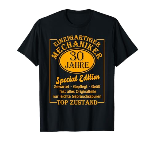 Kfz Mechaniker 30er Geburtstag Mann Männer 30 Jahre T-Shirt von Kfz Mechaniker Geschenk 30. Geburtstag Männer 30er