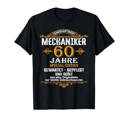 Kfz Mechaniker 60 Geburtstag Mann 60ster Männer Herren 60er T-Shirt Kfz Mechaniker 60 Geburtstag Mann 60ster Männer Herren 60er T-Shirt von Kfz Mechaniker Geschenk 60. Geburtstag Mann Männer