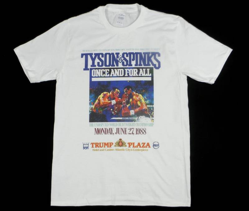 Mkek Tyson Vs Michael Spinks Kampfplakat Weißes T-Shirt Größen Erhältlich S-3xl von KhanivorClothing