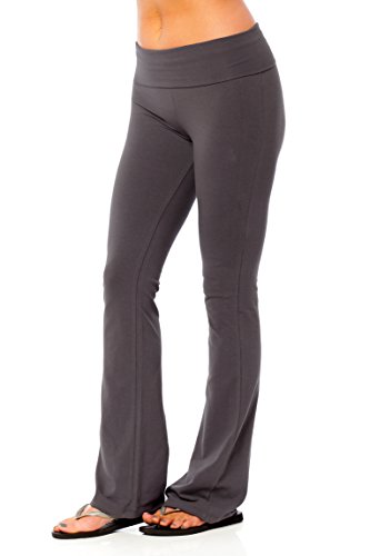 Damen Solid Foldover Solid Bootleg Flare Yogahose Foldover Solid Solid Yoga Pants Bootleg Flare Woman von Khanomak