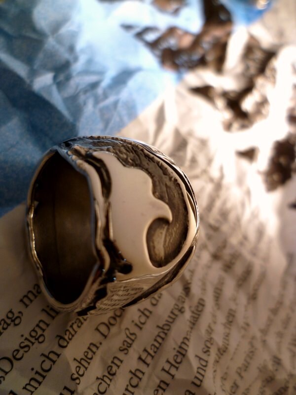 Kharma Oriental Blume Patern Design Wide Silber Ring von Kharmadesign