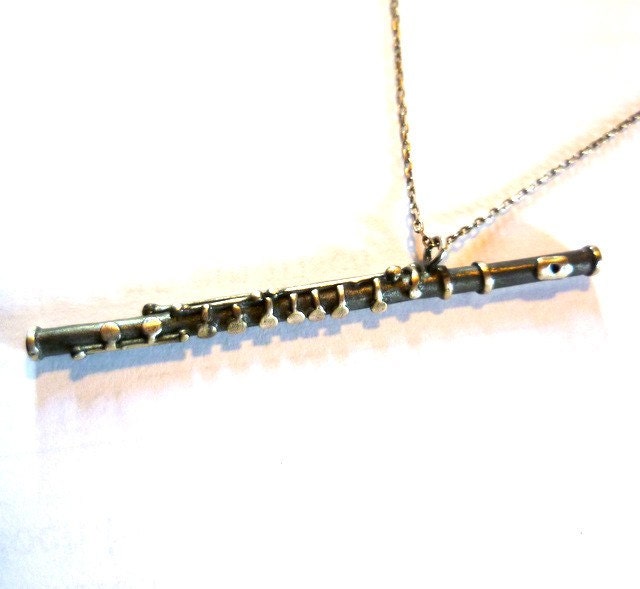 Querflöte Kettenanhanger Massiv Sterling Silber 925 Ct von Kharmadesign