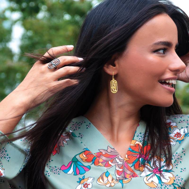 Kleopatra Haken Ohrringe - Altes Ägypten Hieroglyphe Handgemachtes 925Er Silber Khatt Schmuck von KhattJewellery