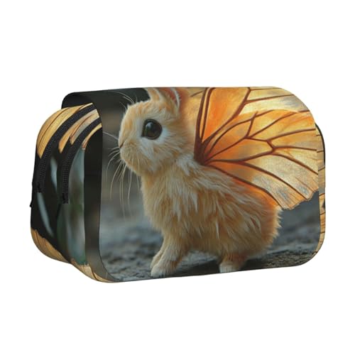 Khkbnb Ein niedliches Kaninchen mit Flügeln, großes Fassungsvermögen, Federmäppchen, Schreibwaren-Organizer, Kosmetiktasche, Bürobedarf von Khkbnb