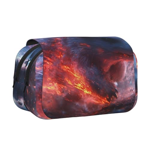 Khkbnb Federmäppchen, Federmäppchen, Schreibwaren-Organizer, Kosmetiktasche, Bürobedarf, Motiv: feuriger roter Igel von Khkbnb