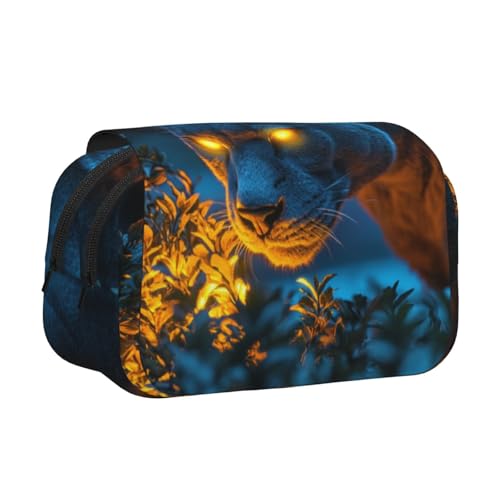 Khkbnb Federmäppchen, Leopardenmuster mit leuchtenden Augen, großes Fassungsvermögen, Federmäppchen, Schreibwaren-Organizer, Kosmetiktasche, Bürobedarf Khkbnb Federmäppchen, Leopardenmuster mit leuchtenden Augen, großes Fassungsvermögen, Federmäppchen, Schreibwaren-Organizer, Kosmetiktasche, Bürobedarf von Khkbnb