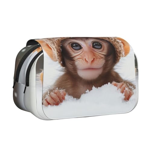 Khkbnb Federmäppchen, Motiv: Affen im Schnee, großes Fassungsvermögen, Federmäppchen, Schreibwaren-Organizer, Kosmetiktasche, Bürobedarf Khkbnb Federmäppchen, Motiv: Affen im Schnee, großes Fassungsvermögen, Federmäppchen, Schreibwaren-Organizer, Kosmetiktasche, Bürobedarf von Khkbnb