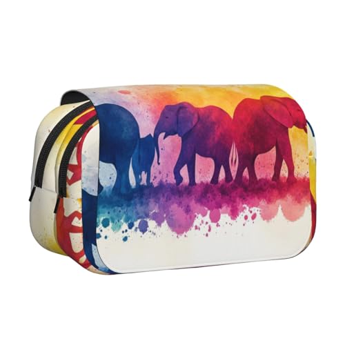 Khkbnb Federmäppchen, Motiv: Elefantenherde, großes Fassungsvermögen, Federmäppchen, Schreibwaren-Organizer, Kosmetiktasche, Bürobedarf Khkbnb Federmäppchen, Motiv: Elefantenherde, großes Fassungsvermögen, Federmäppchen, Schreibwaren-Organizer, Kosmetiktasche, Bürobedarf von Khkbnb