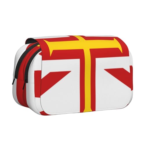 Khkbnb Federmäppchen, Motiv: Flagge der Guernsey-Inseln, großes Fassungsvermögen, Federmäppchen, Schreibwaren-Organizer, Kosmetiktasche, Bürobedarf von Khkbnb
