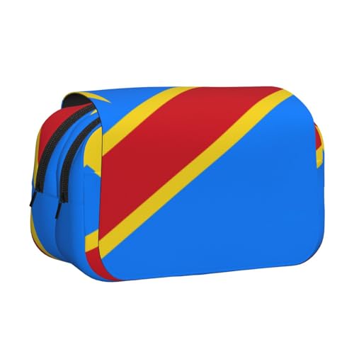 Khkbnb Federmäppchen, Motiv: Flagge des Kongo, großes Fassungsvermögen, Federmäppchen, Schreibwaren-Organizer, Kosmetiktasche, Bürobedarf von Khkbnb