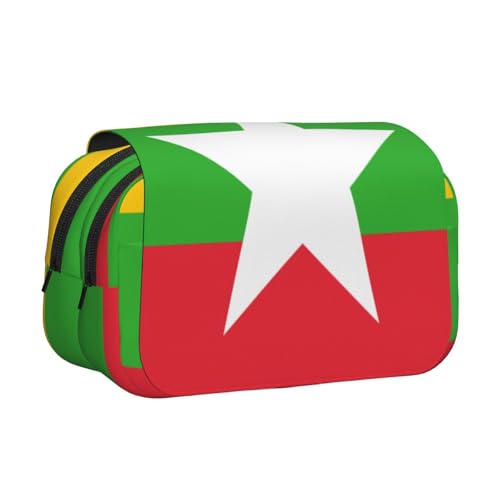 Khkbnb Federmäppchen, Motiv: Flagge von Myanmar, großes Fassungsvermögen, Federmäppchen, Schreibwaren-Organizer, Kosmetiktasche, Bürobedarf von Khkbnb