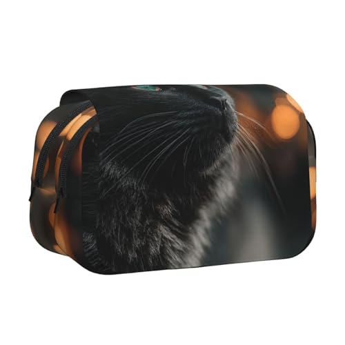 Khkbnb Federmäppchen, Motiv: Katze am Fenster, großes Fassungsvermögen, Federmäppchen, Schreibwaren-Organizer, Kosmetiktasche, Bürobedarf von Khkbnb