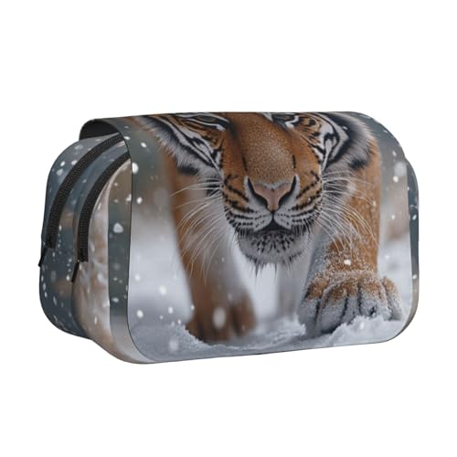 Khkbnb Federmäppchen, Motiv: Nordosttiger im Schnee, großes Fassungsvermögen, Federmäppchen, Schreibwaren-Organizer, Kosmetiktasche, Bürobedarf Khkbnb Federmäppchen, Motiv: Nordosttiger im Schnee, großes Fassungsvermögen, Federmäppchen, Schreibwaren-Organizer, Kosmetiktasche, Bürobedarf von Khkbnb