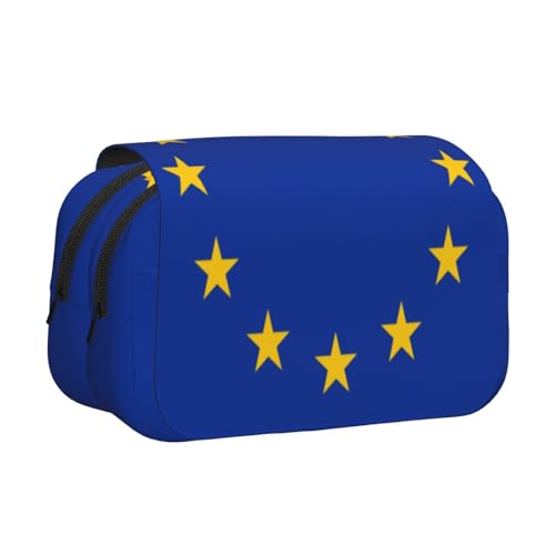 Khkbnb Federmäppchen mit EU-Flagge, großes Fassungsvermögen, Federmäppchen, Schreibwaren-Organizer, Kosmetiktasche, Bürobedarf von Khkbnb