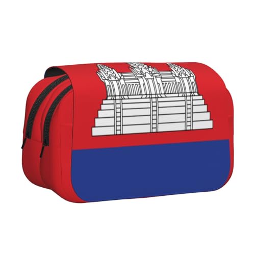 Khkbnb Federmäppchen mit Kambodscha-Flagge, großes Fassungsvermögen, Federmäppchen, Schreibwaren-Organizer, Kosmetiktasche, Bürobedarf von Khkbnb