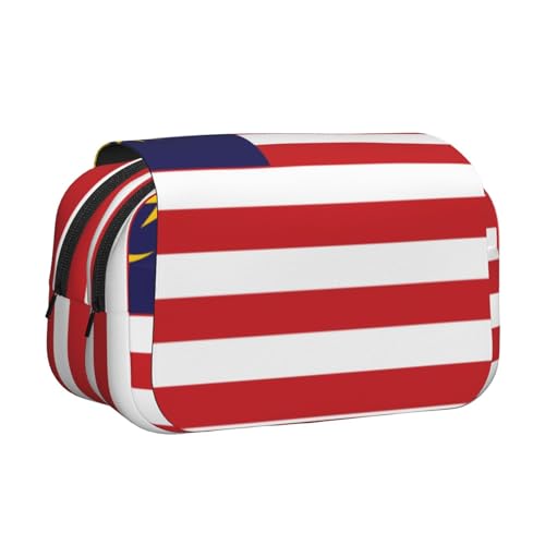 Khkbnb Federmäppchen mit Malaysia-Flagge, großes Fassungsvermögen, Federmäppchen, Schreibwaren-Organizer, Kosmetiktasche, Bürobedarf von Khkbnb