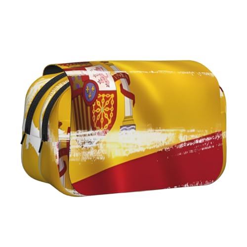 Khkbnb Federmäppchen mit Spanien-Flagge, großes Fassungsvermögen, Federmäppchen, Schreibwaren-Organizer, Kosmetiktasche, Bürobedarf von Khkbnb