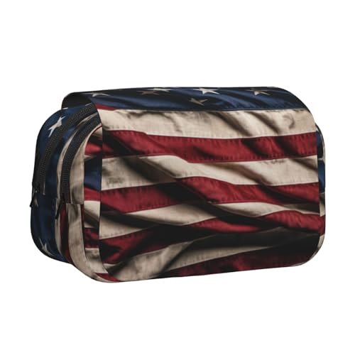 Khkbnb Federmäppchen mit US-Flagge, großes Fassungsvermögen, Federmäppchen, Schreibwaren-Organizer, Kosmetiktasche, Bürobedarf von Khkbnb