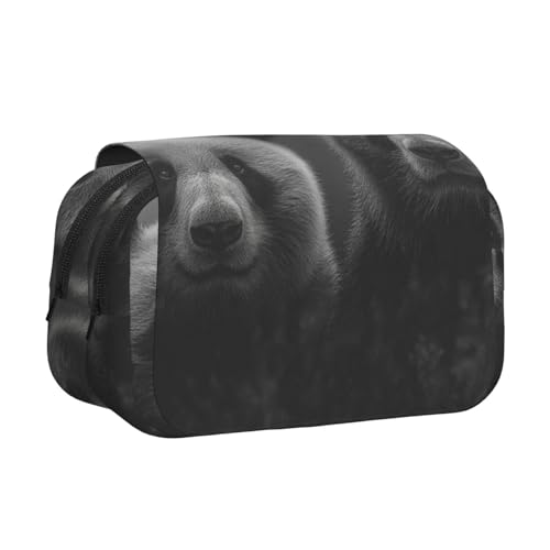 Khkbnb Federmäppchen mit großem Fassungsvermögen, Federmäppchen, Schreibwaren-Organizer, Kosmetiktasche, Bürobedarf, Schwarz und Weiß von Khkbnb