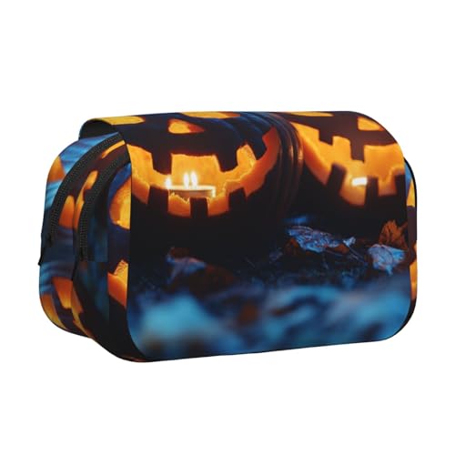 Khkbnb Federmäppchen mit großem Fassungsvermögen, Motiv: Kürbis, Federmäppchen, Schreibwaren-Organizer, Kosmetiktasche, Bürobedarf von Khkbnb