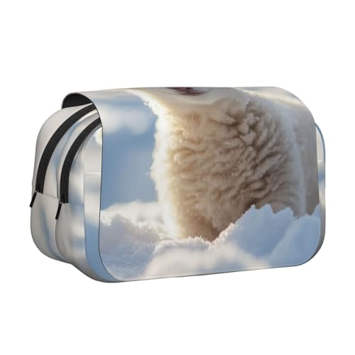 Khkbnb Federmäppchen mit großem Fassungsvermögen, Motiv: Schaf im Schnee, Federmäppchen, Schreibwaren-Organizer, Kosmetiktasche, Bürobedarf Khkbnb Federmäppchen mit großem Fassungsvermögen, Motiv: Schaf im Schnee, Federmäppchen, Schreibwaren-Organizer, Kosmetiktasche, Bürobedarf von Khkbnb